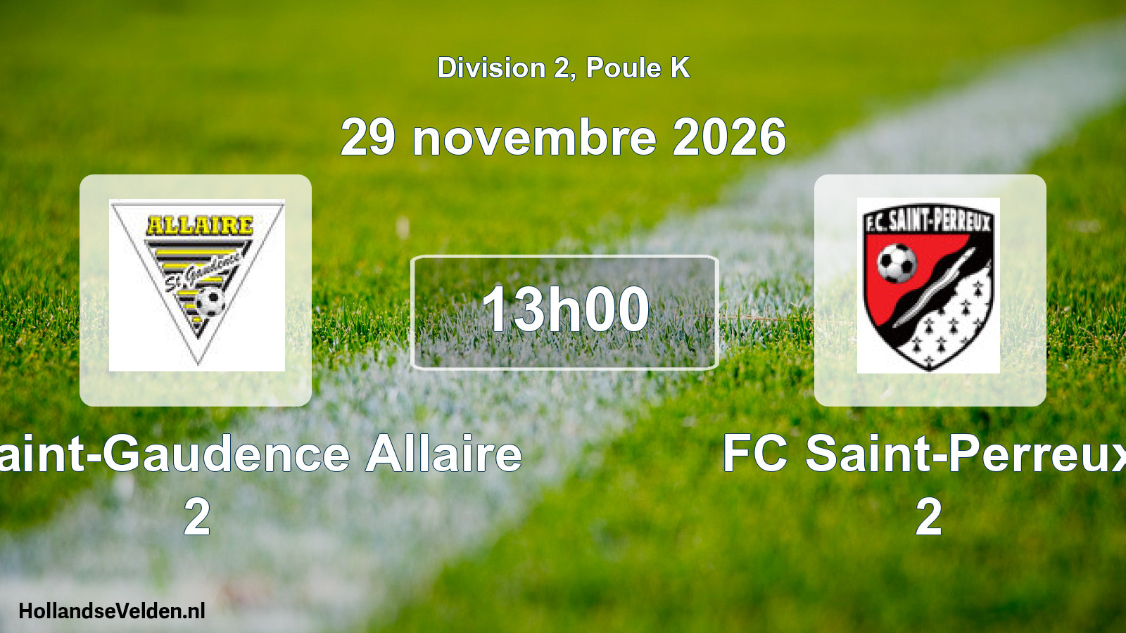 Match programmé: CS Saint-Gaudence Allaire 2 - FC Saint-Perreux 2 (29 novembre 2026)