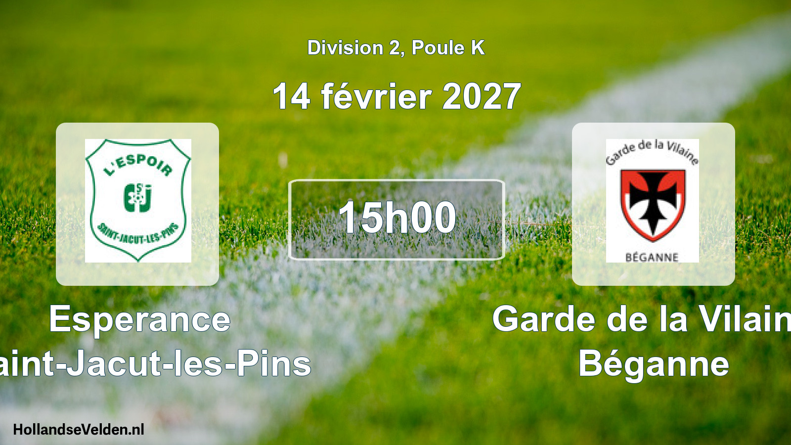 Match programmé: Esperance Saint-Jacut-les-Pins - Garde de la Vilaine Béganne (14 février 2027)