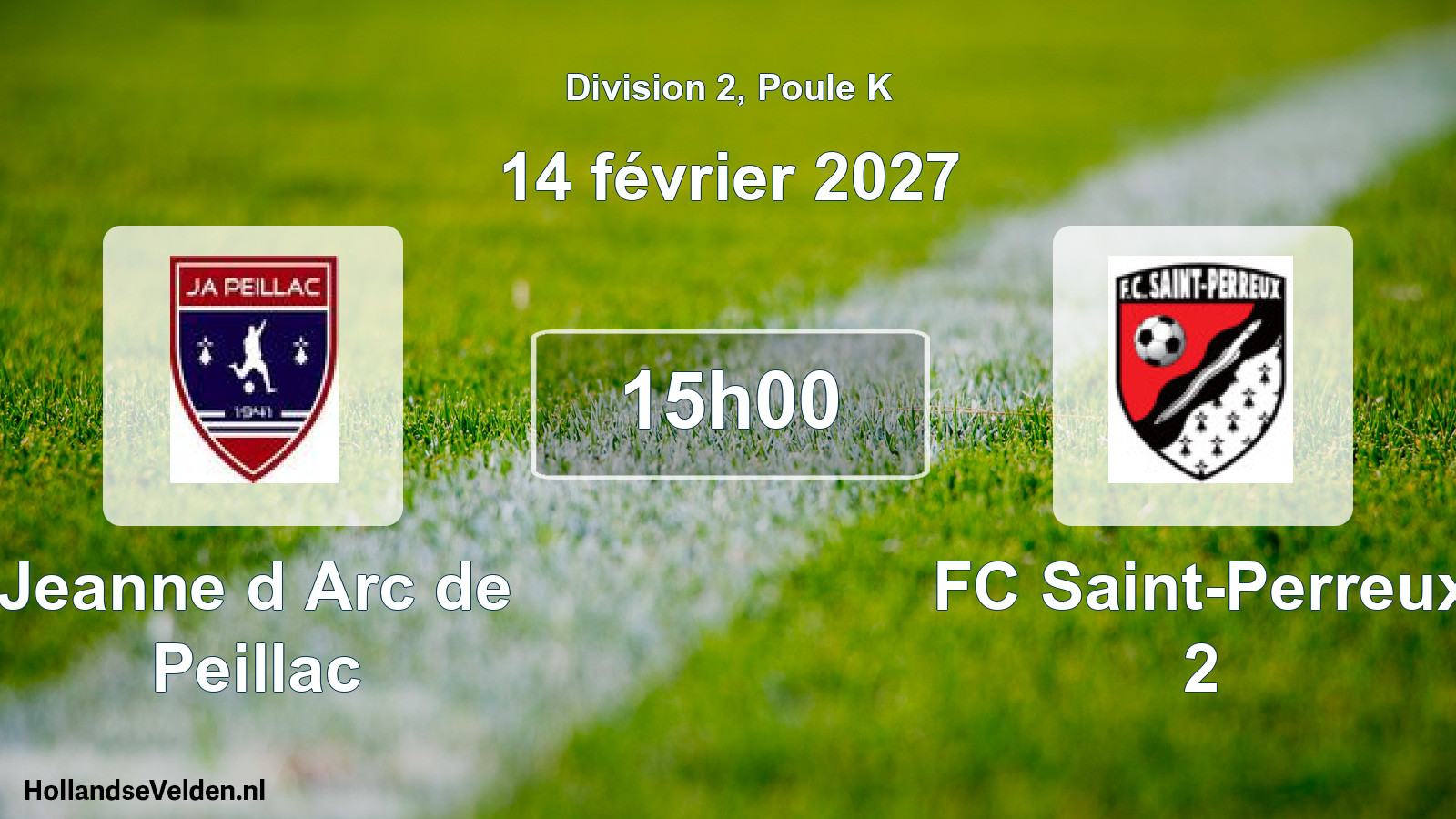 Match programmé: Jeanne d Arc de Peillac - FC Saint-Perreux 2 (14 février 2027)