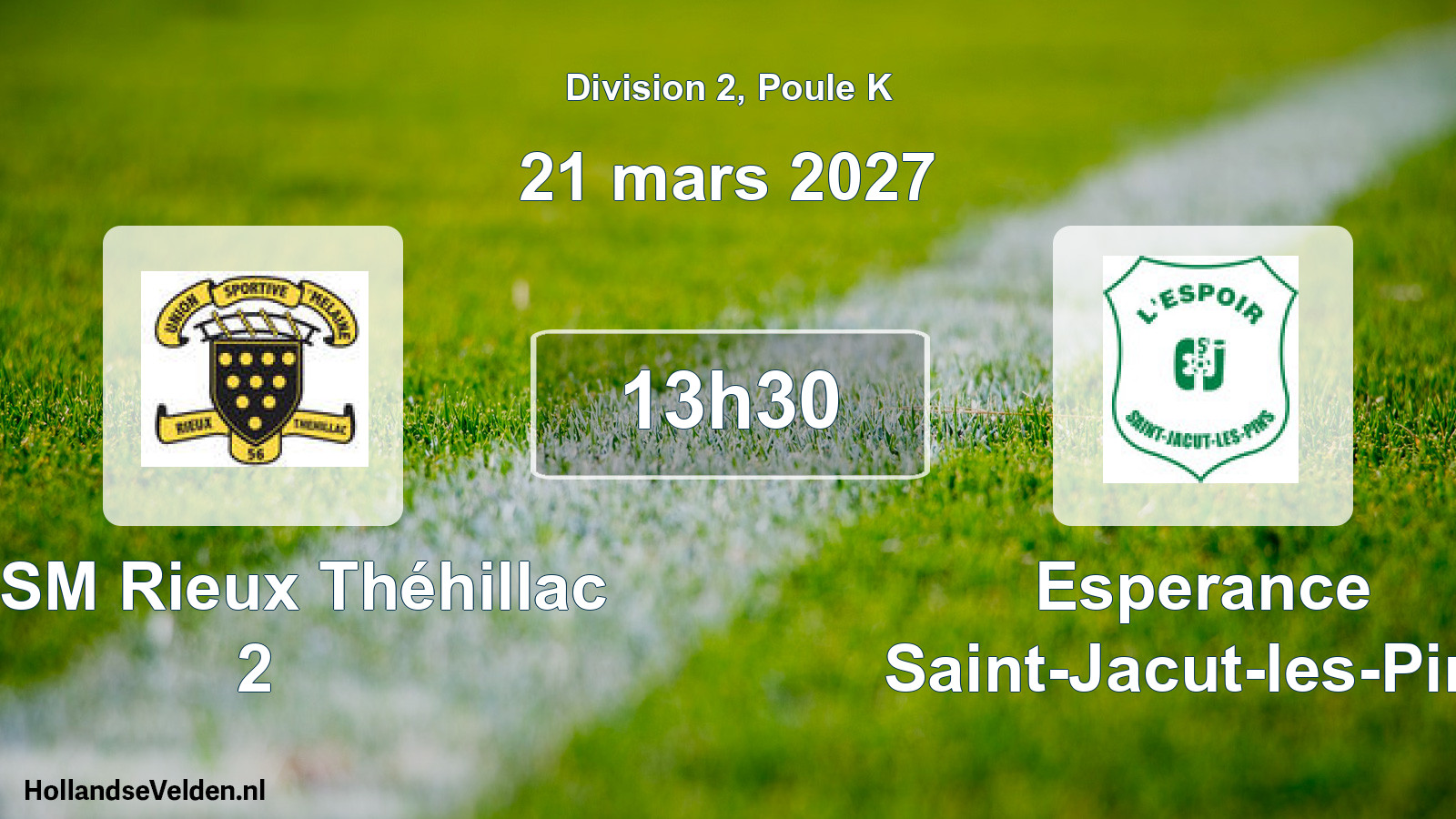 Match programmé: USSM Rieux Théhillac 2 - Esperance Saint-Jacut-les-Pins (21 mars 2027)