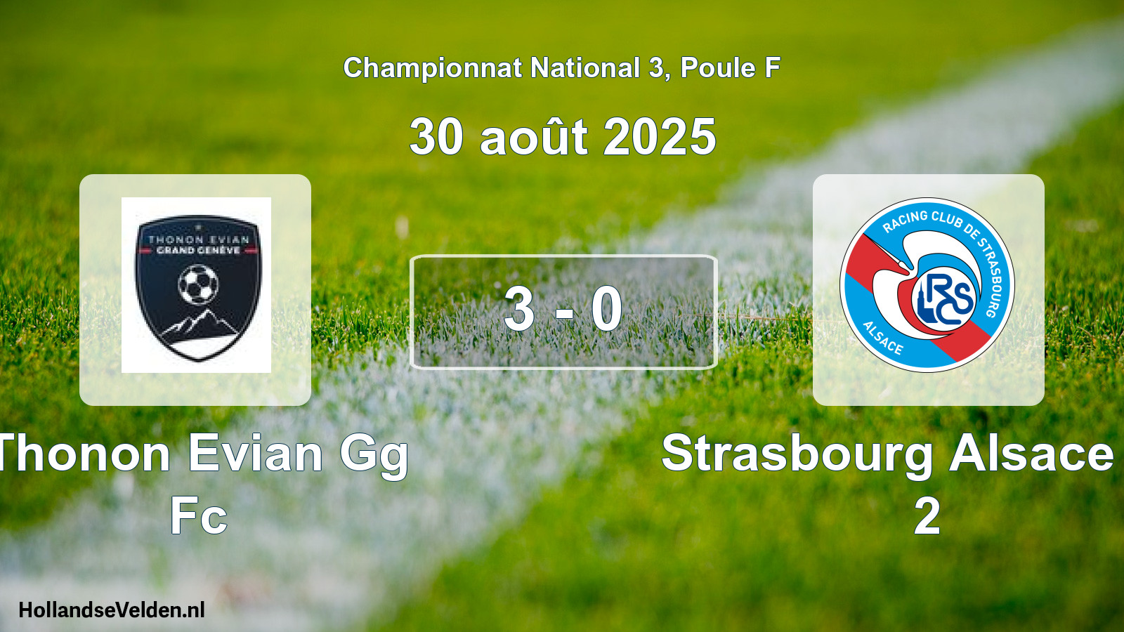 Gespeelde wedstrijd: Thonon Evian Gg Fc - Strasbourg Alsace Rc 2 3 - 0 (30 août 2025)