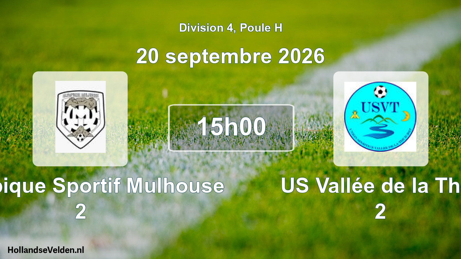 Match programmé: Olympique Sportif Mulhouse 2 - US Vallée de la Thur 2 (20 septembre 2026)