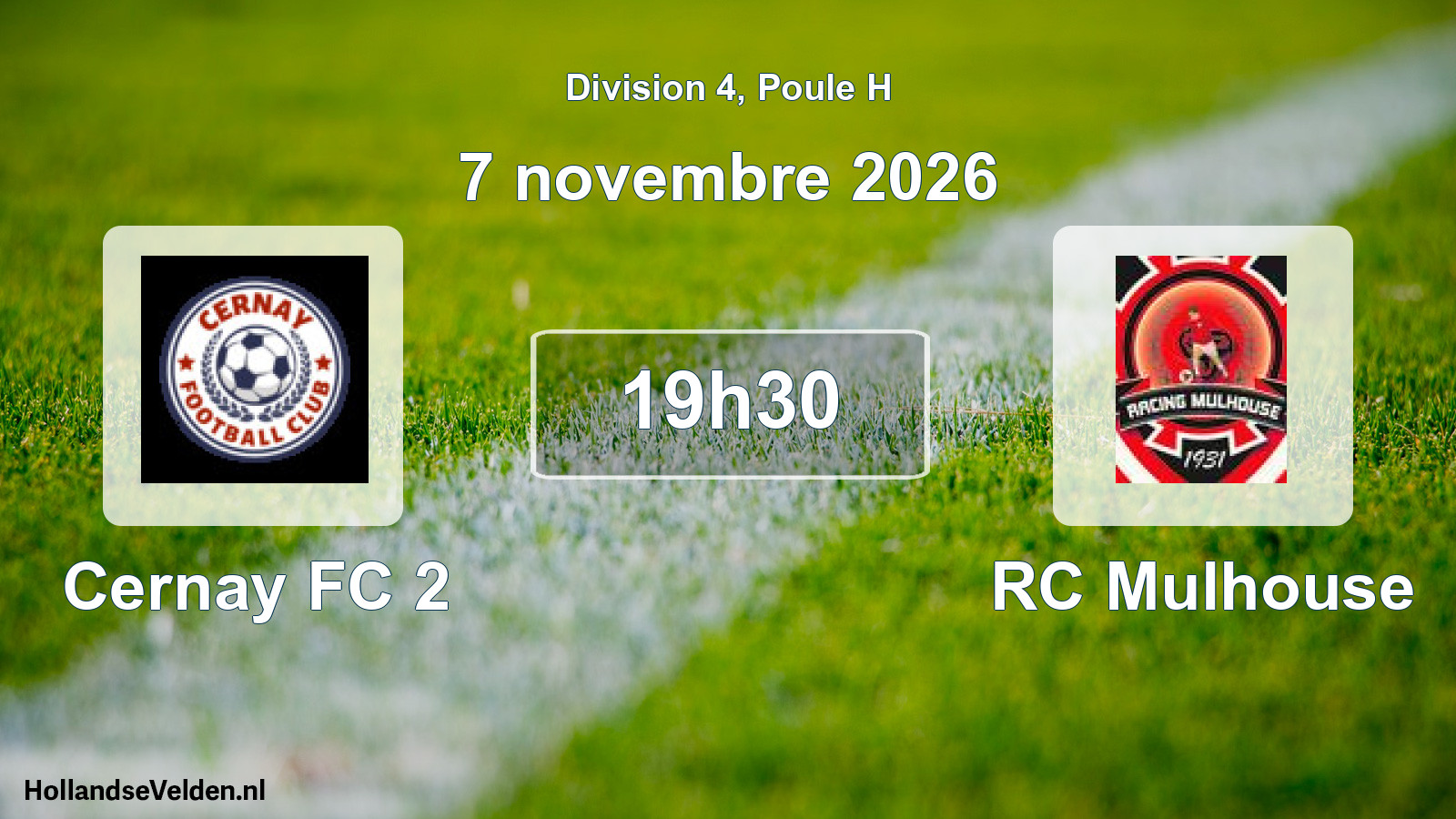 Match programmé: Cernay FC 2 - RC Mulhouse (7 novembre 2026)