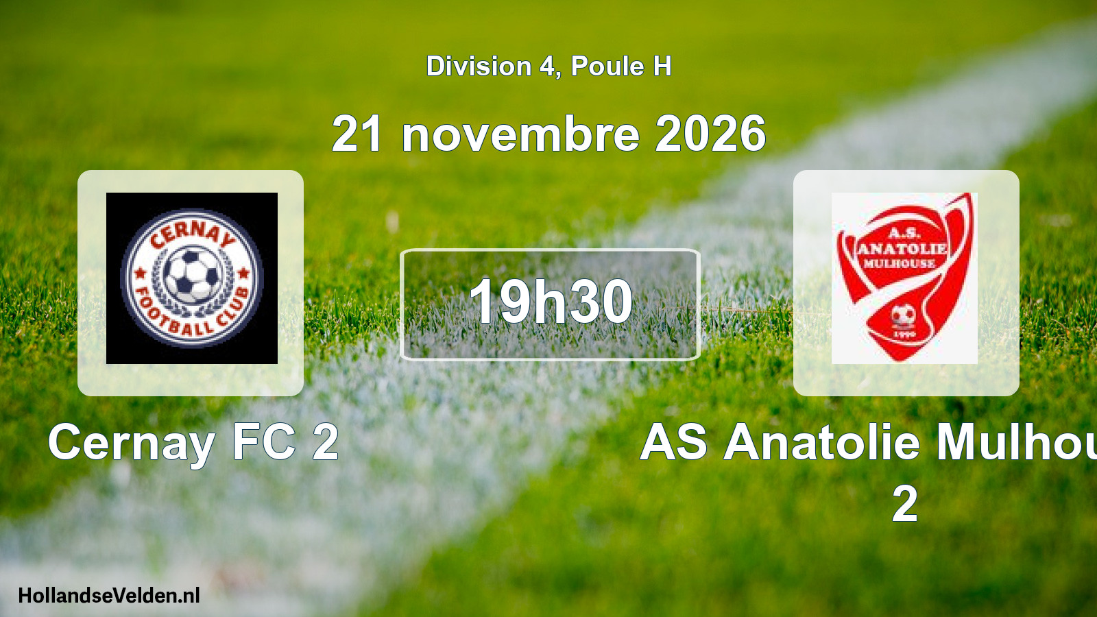 Match programmé: Cernay FC 2 - AS Anatolie Mulhouse 2 (21 novembre 2026)