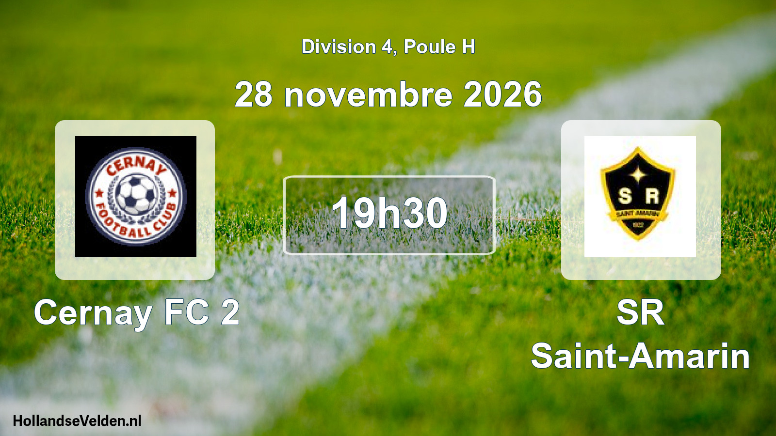 Match programmé: Cernay FC 2 - SR Saint-Amarin (28 novembre 2026)