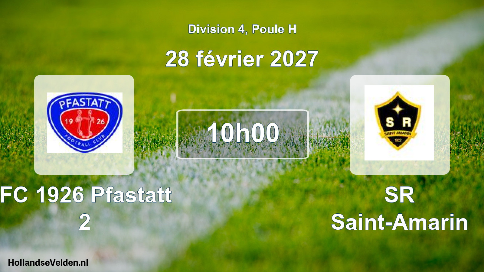 Match programmé: FC 1926 Pfastatt 2 - SR Saint-Amarin (28 février 2027)