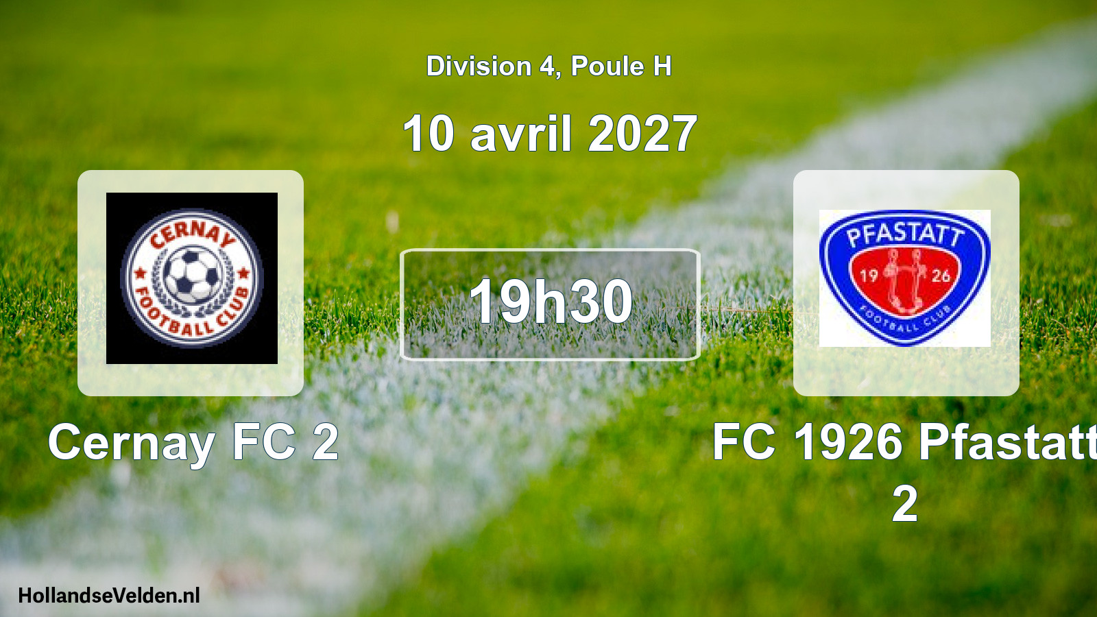 Match programmé: Cernay FC 2 - FC 1926 Pfastatt 2 (10 avril 2027)
