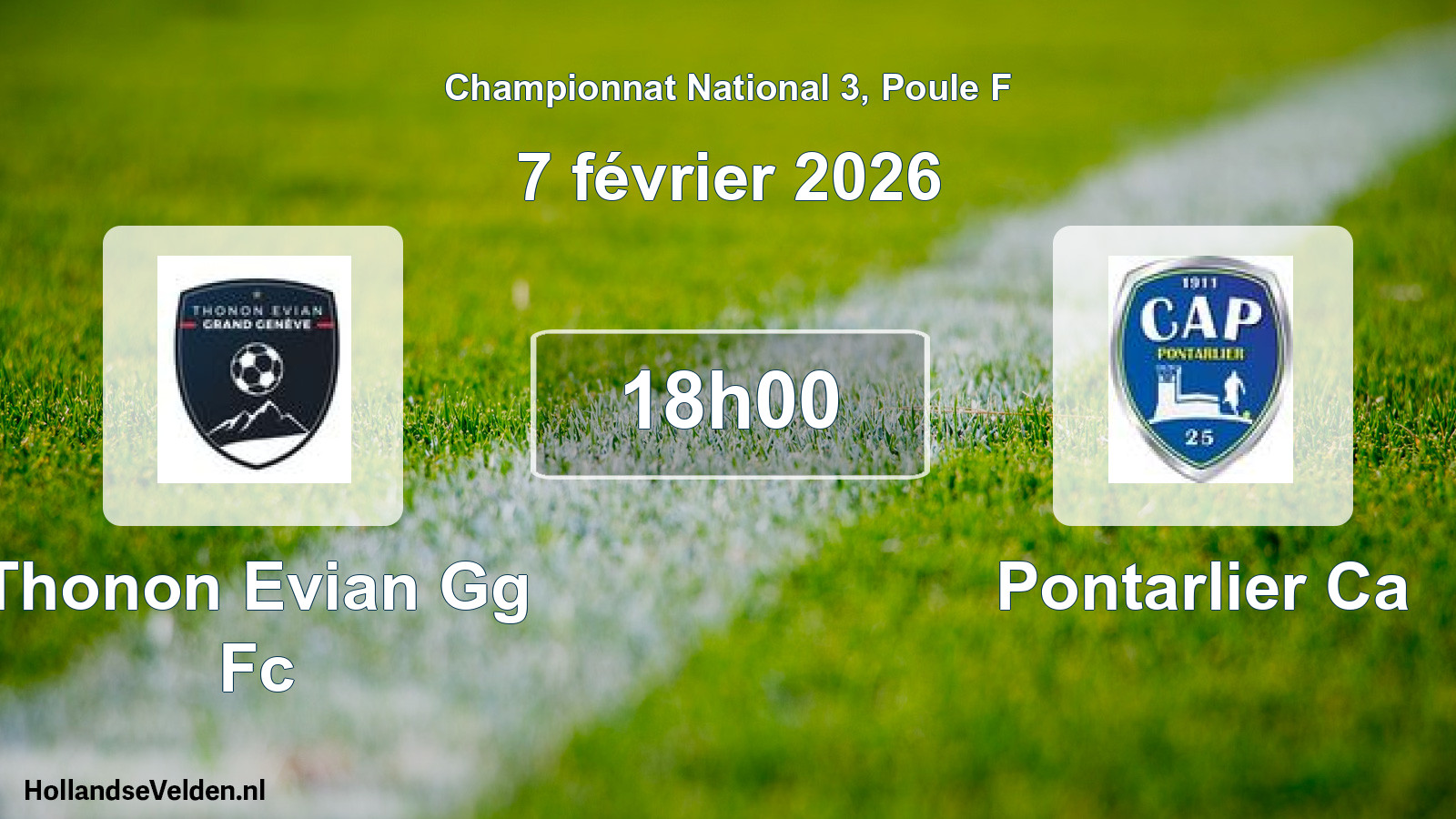 Geplande wedstrijd: Thonon Evian Gg Fc - Pontarlier Ca (7 février 2026)