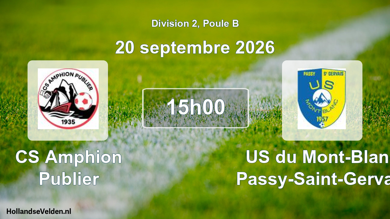 Match programmé: CS Amphion Publier - US du Mont-Blanc Passy-Saint-Gervais (20 septembre 2026)