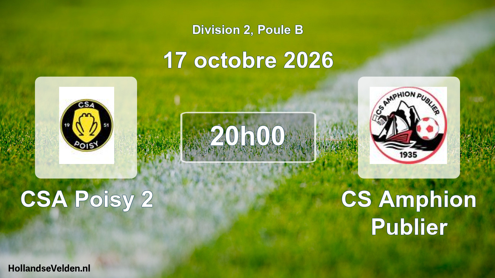 Match programmé: CSA Poisy 2 - CS Amphion Publier (17 octobre 2026)