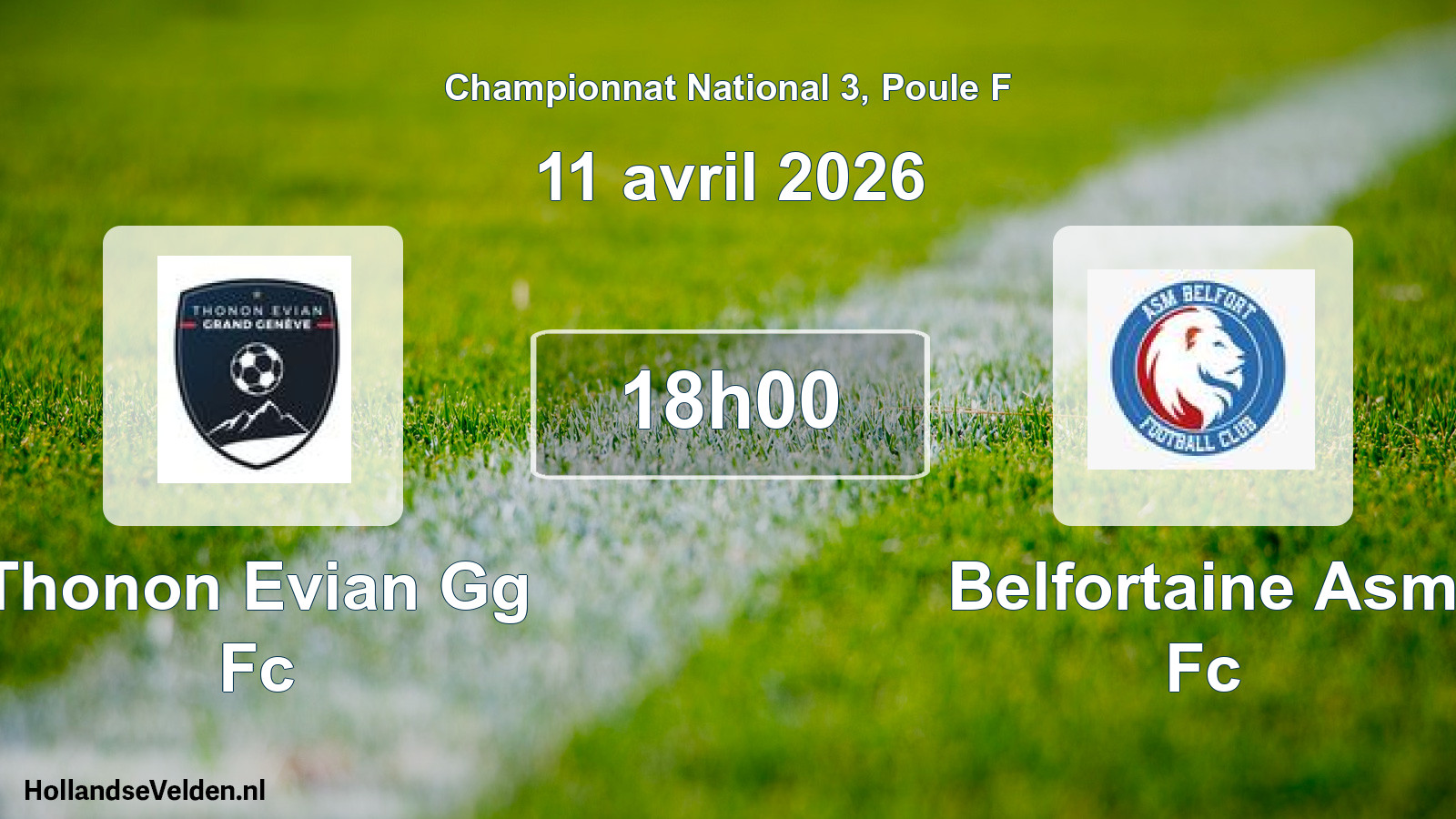 Geplande wedstrijd: Thonon Evian Gg Fc - Belfortaine Asm Fc (11 avril 2026)