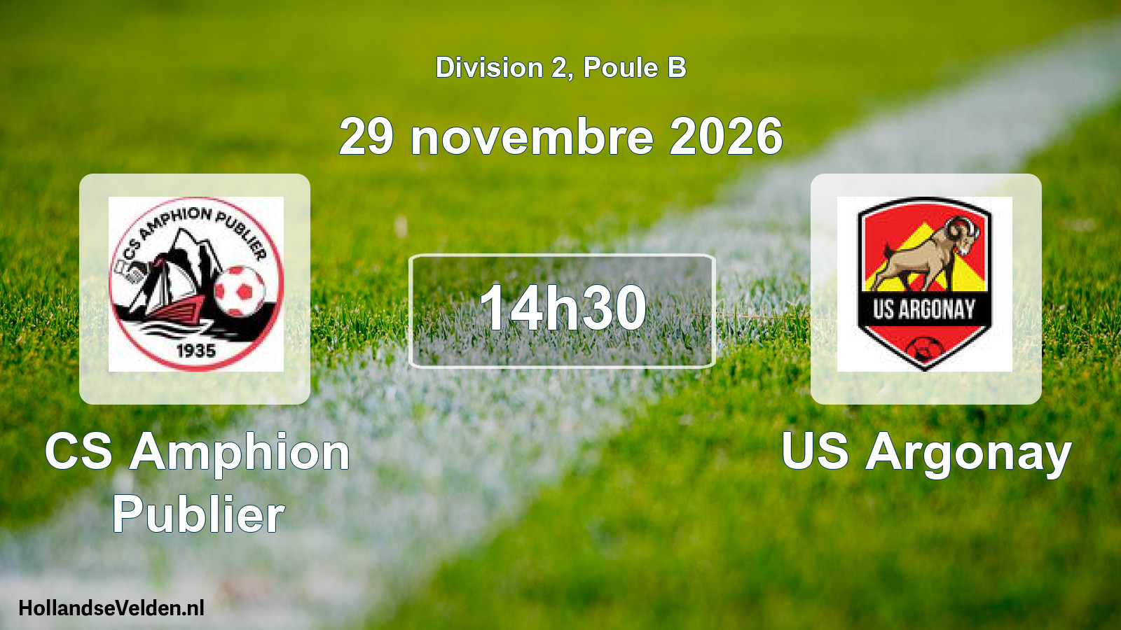 Match programmé: CS Amphion Publier - US Argonay (29 novembre 2026)