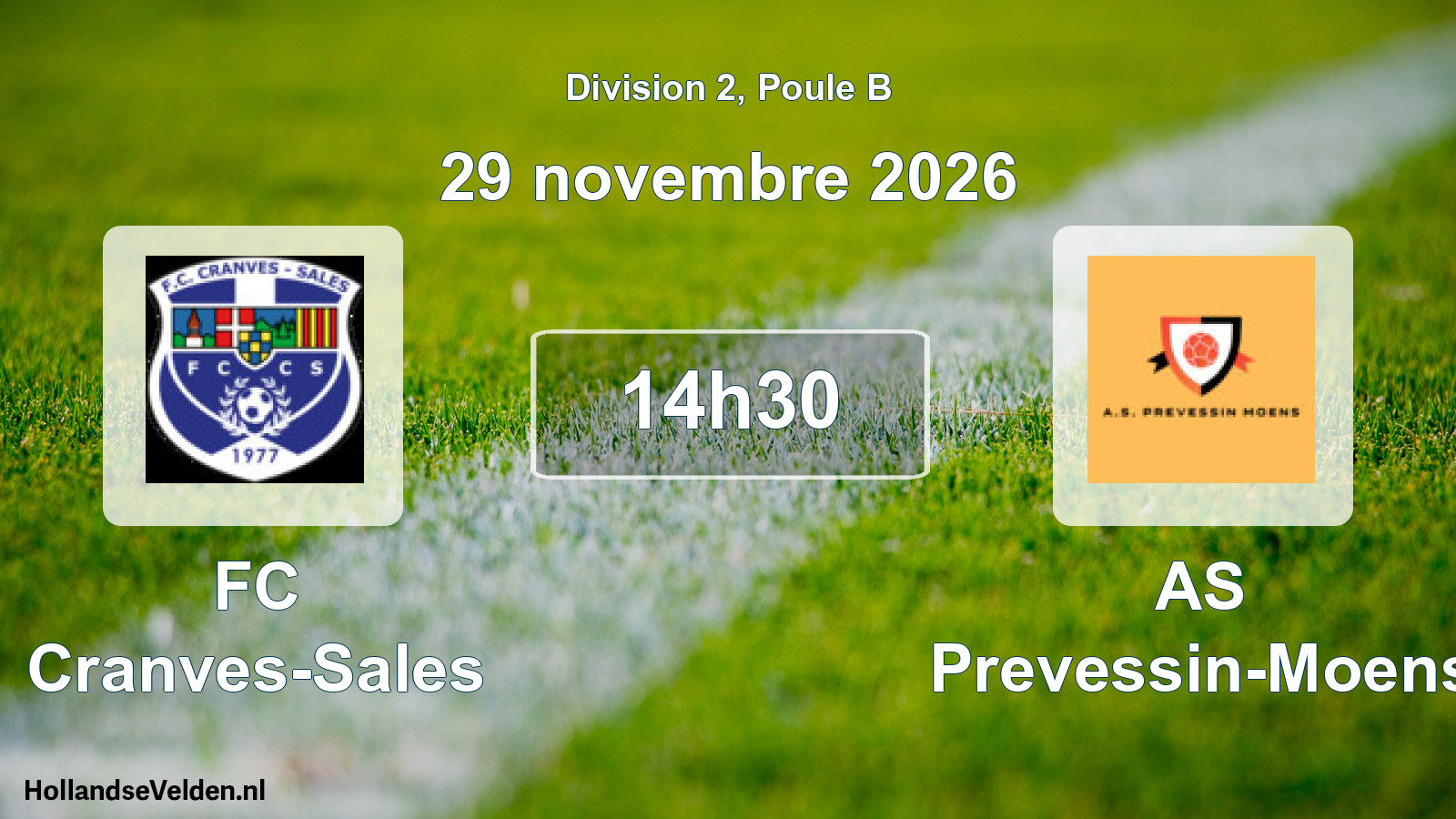 Match programmé: FC Cranves-Sales - AS Prevessin-Moens (29 novembre 2026)