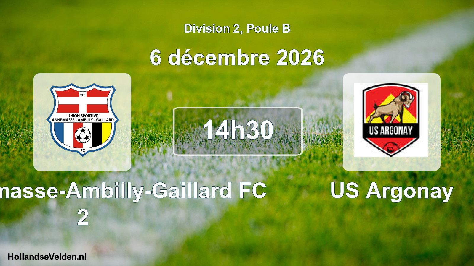 Match programmé: US Annemasse-Ambilly-Gaillard FC 2 - US Argonay (6 décembre 2026)