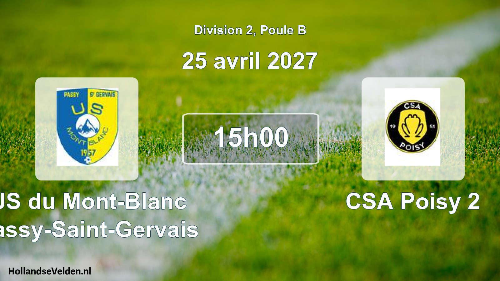 Match programmé: US du Mont-Blanc Passy-Saint-Gervais - CSA Poisy 2 (25 avril 2027)