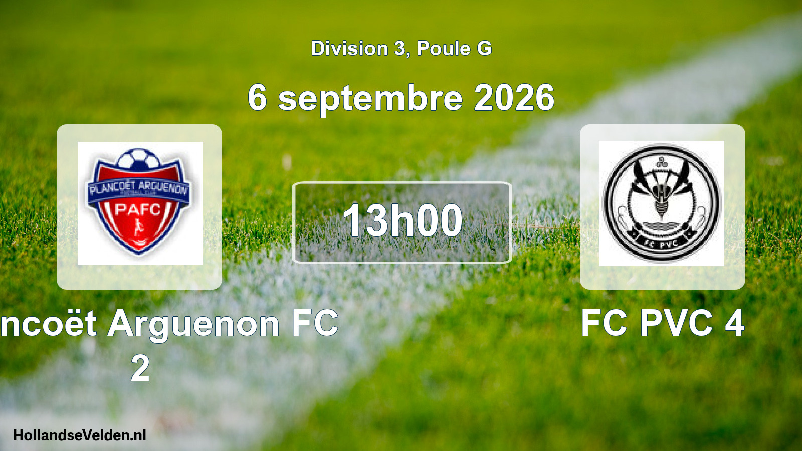 Match programmé: Plancoët Arguenon FC 2 - FC PVC 4 (6 septembre 2026)