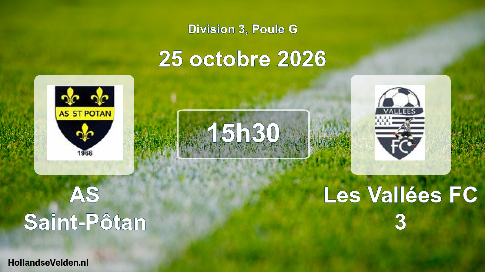 Match programmé: AS Saint-Pôtan - Les Vallées FC 3 (25 octobre 2026)