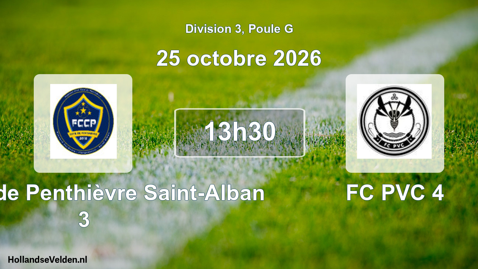 Match programmé: FC Côte de Penthièvre Saint-Alban 3 - FC PVC 4 (25 octobre 2026)