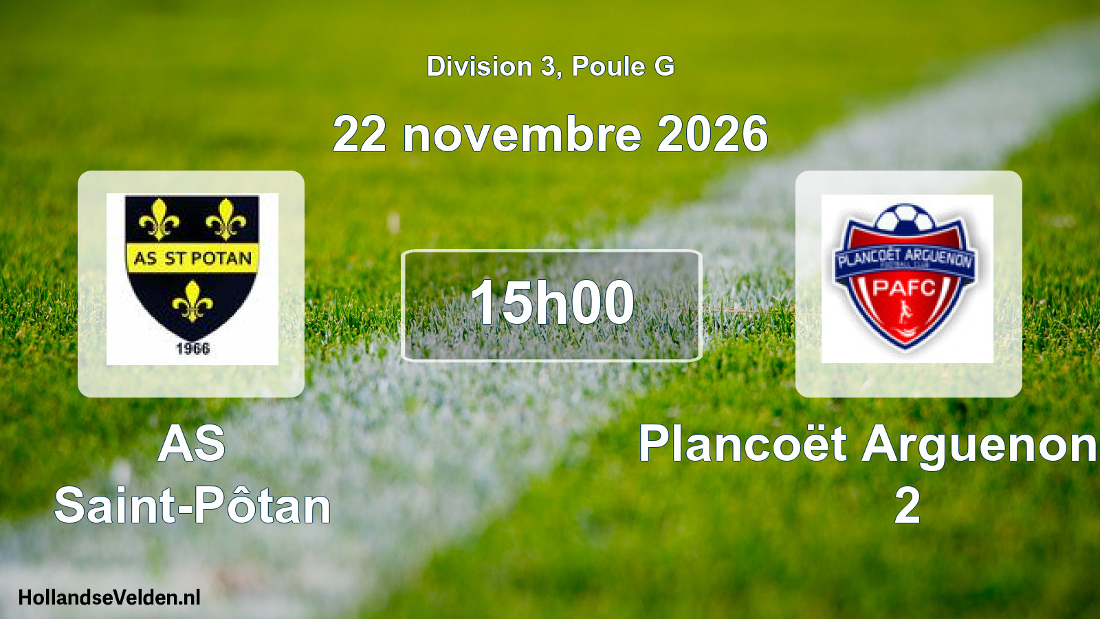 Match programmé: AS Saint-Pôtan - Plancoët Arguenon FC 2 (22 novembre 2026)