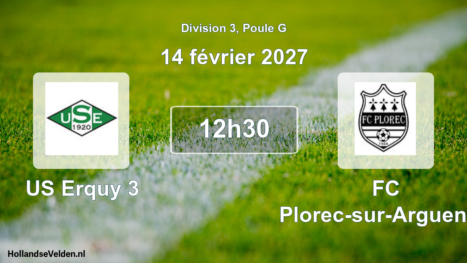Match programmé: US Erquy 3 - FC Plorec-sur-Arguenon (14 février 2027)