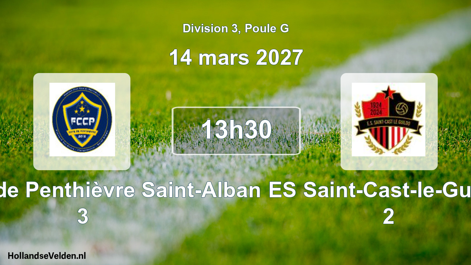 Match programmé: FC Côte de Penthièvre Saint-Alban 3 - ES Saint-Cast-le-Guildo 2 (14 mars 2027)