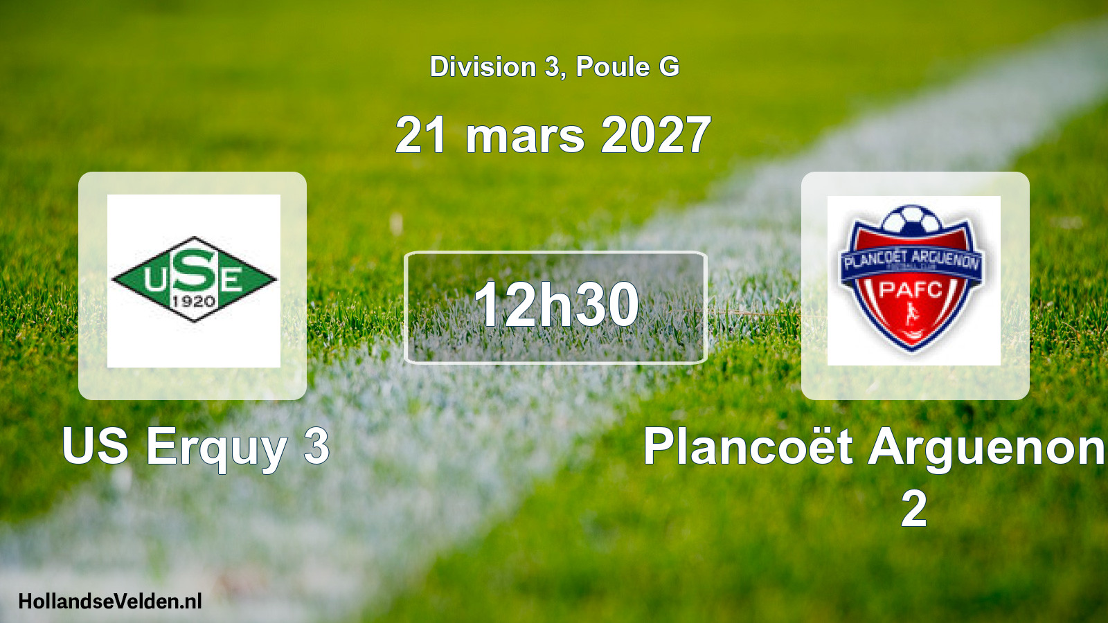 Match programmé: US Erquy 3 - Plancoët Arguenon FC 2 (21 mars 2027)