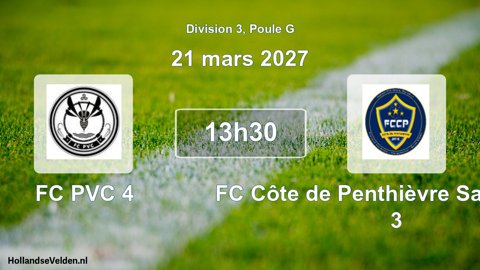 Match programmé: FC PVC 4 - FC Côte de Penthièvre Saint-Alban 3 (21 mars 2027)