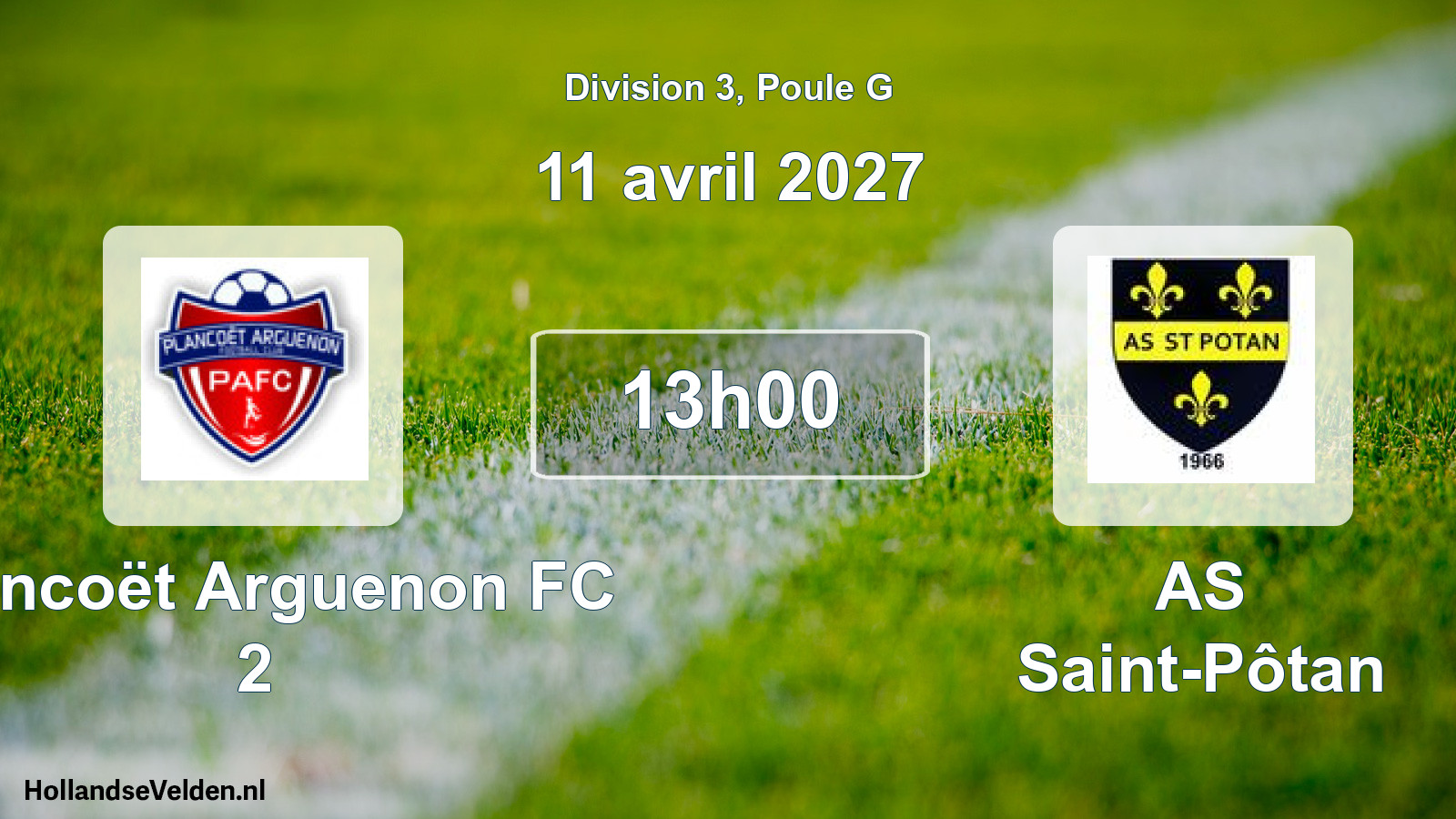 Match programmé: Plancoët Arguenon FC 2 - AS Saint-Pôtan (11 avril 2027)