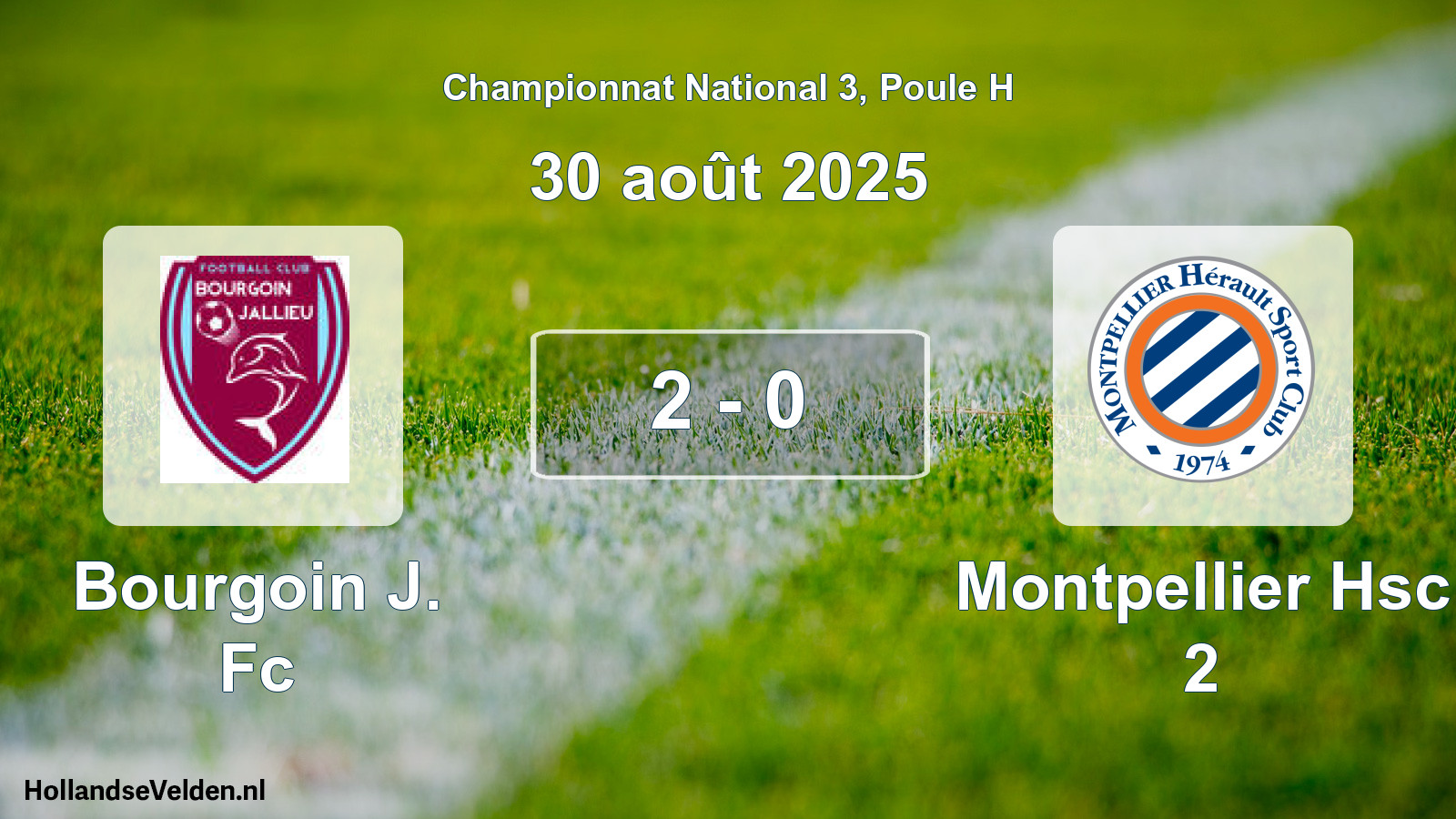 Gespeelde wedstrijd: Bourgoin J. Fc - Montpellier Hsc 2 2 - 0 (30 augustus 2025)