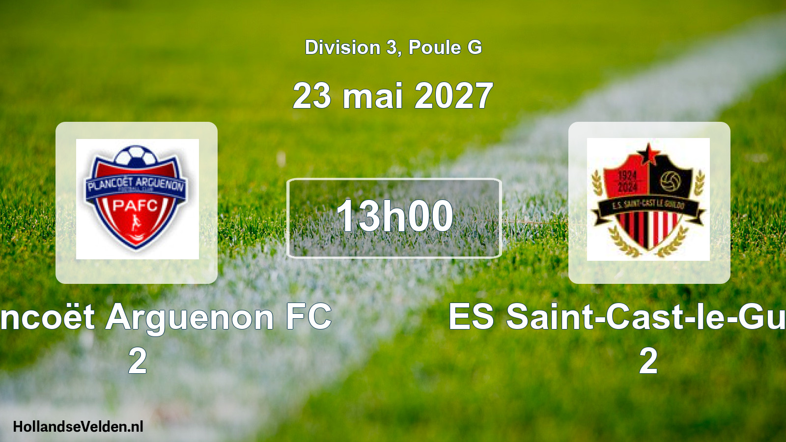 Match programmé: Plancoët Arguenon FC 2 - ES Saint-Cast-le-Guildo 2 (23 mai 2027)