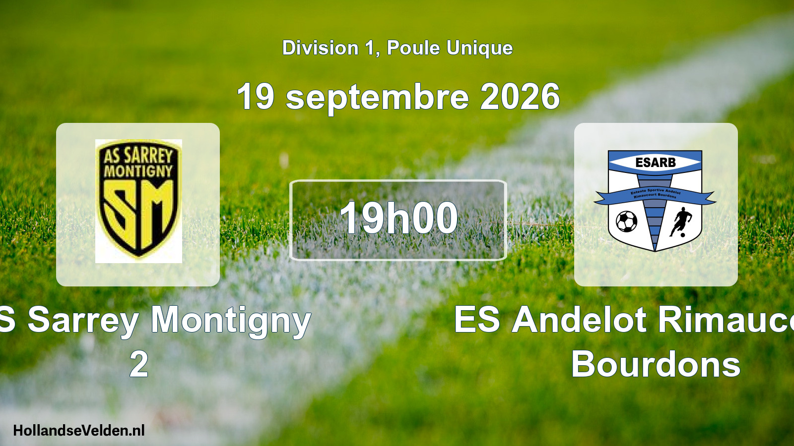 Match programmé: AS Sarrey Montigny 2 - ES Andelot Rimaucourt Bourdons (19 septembre 2026)