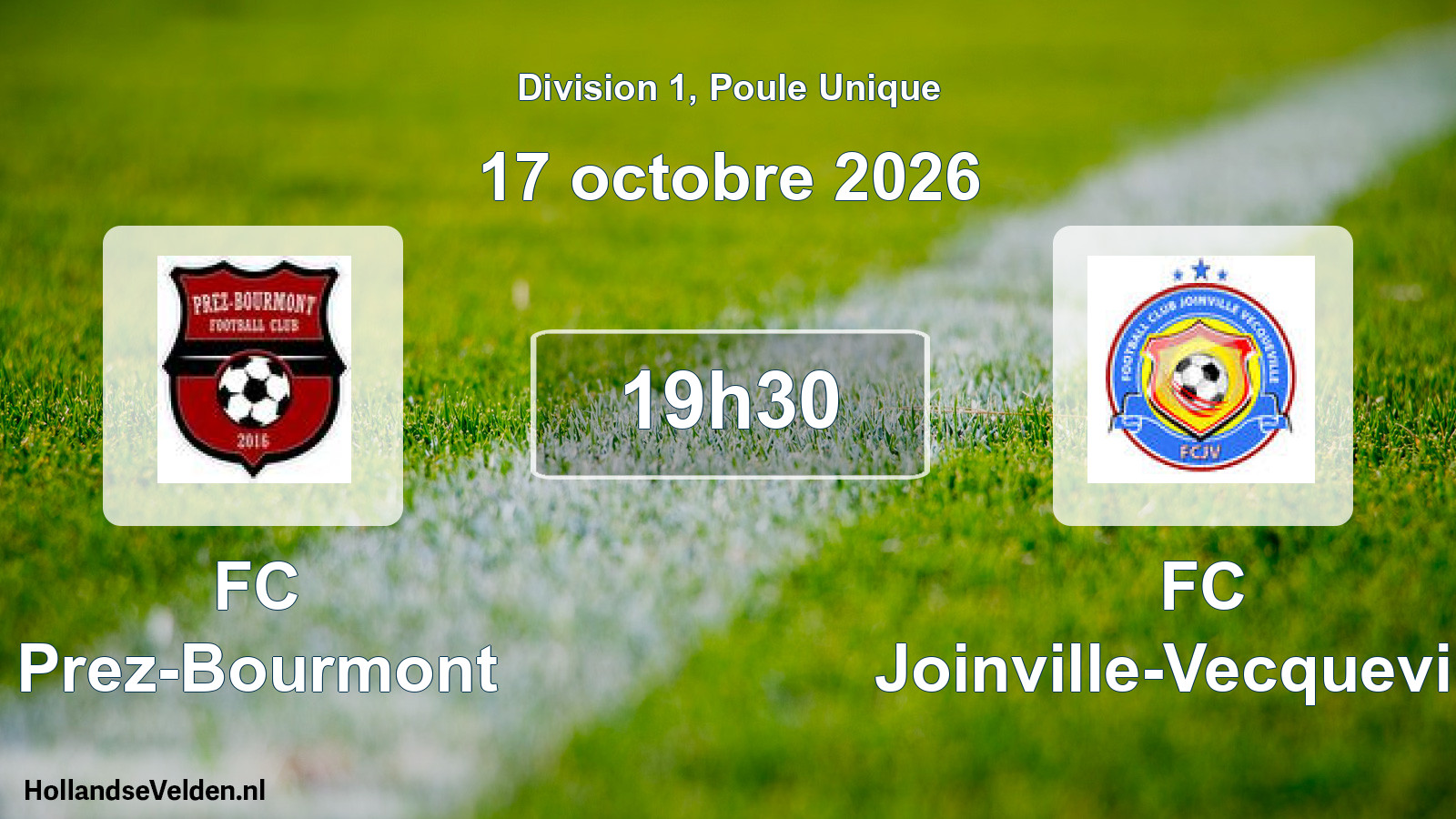 Match programmé: FC Prez-Bourmont - FC Joinville-Vecqueville (17 octobre 2026)