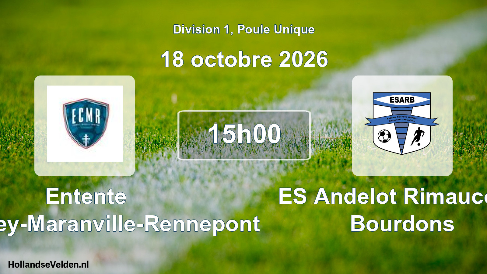 Match programmé: Entente Colombey-Maranville-Rennepont - ES Andelot Rimaucourt Bourdons (18 octobre 2026)