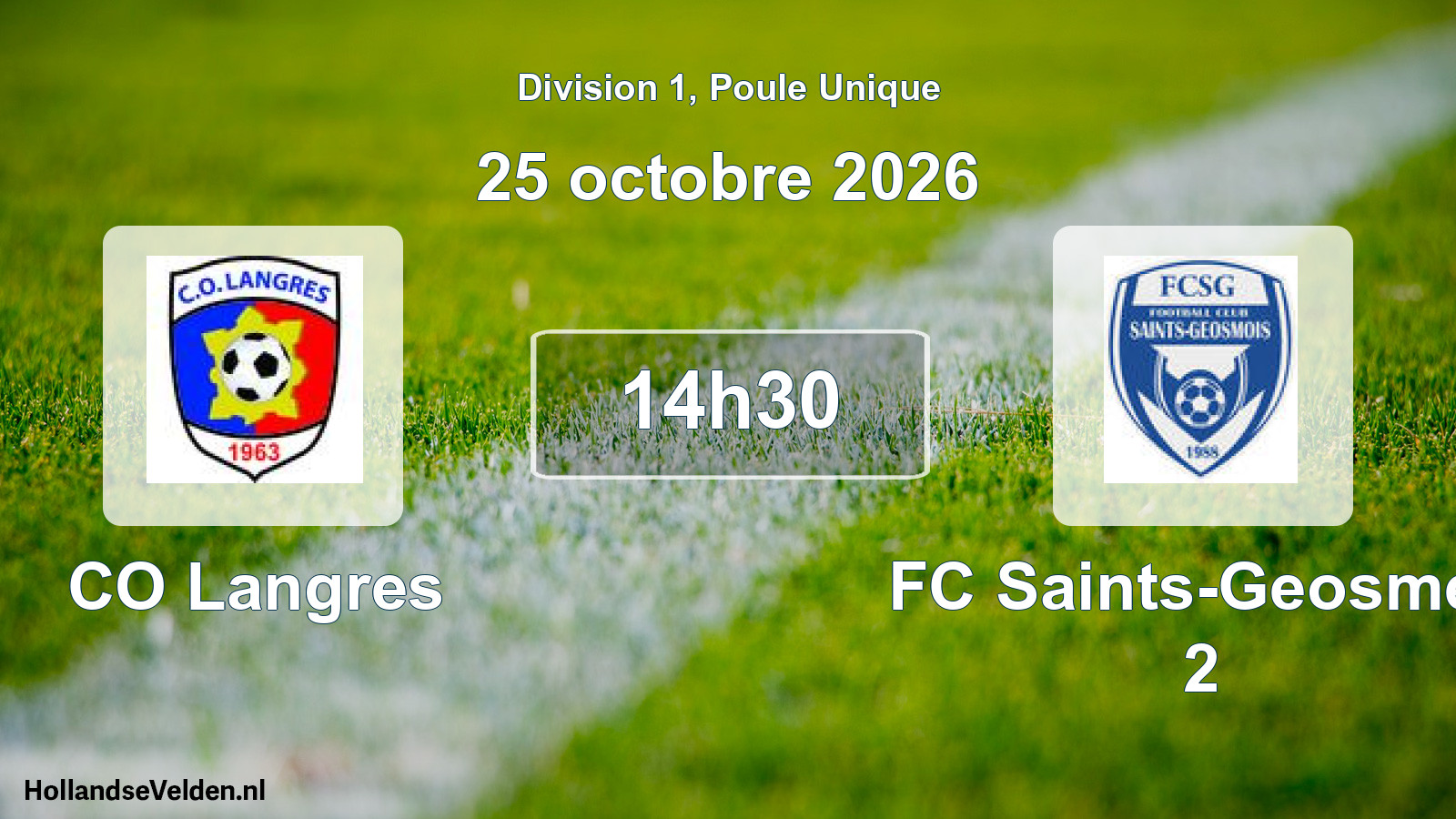 Match programmé: CO Langres - FC Saints-Geosmes 2 (25 octobre 2026)