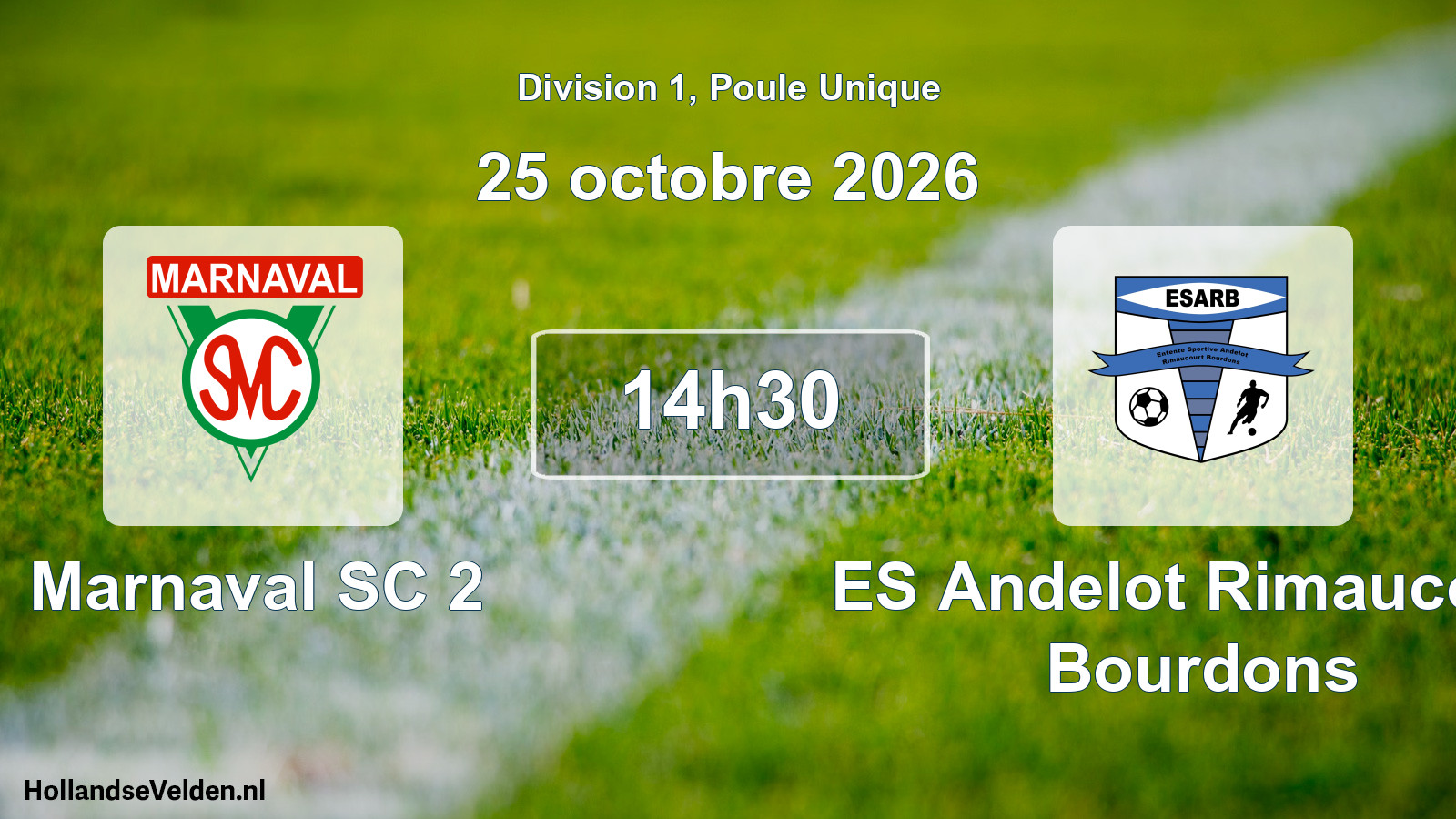 Match programmé: Marnaval SC 2 - ES Andelot Rimaucourt Bourdons (25 octobre 2026)