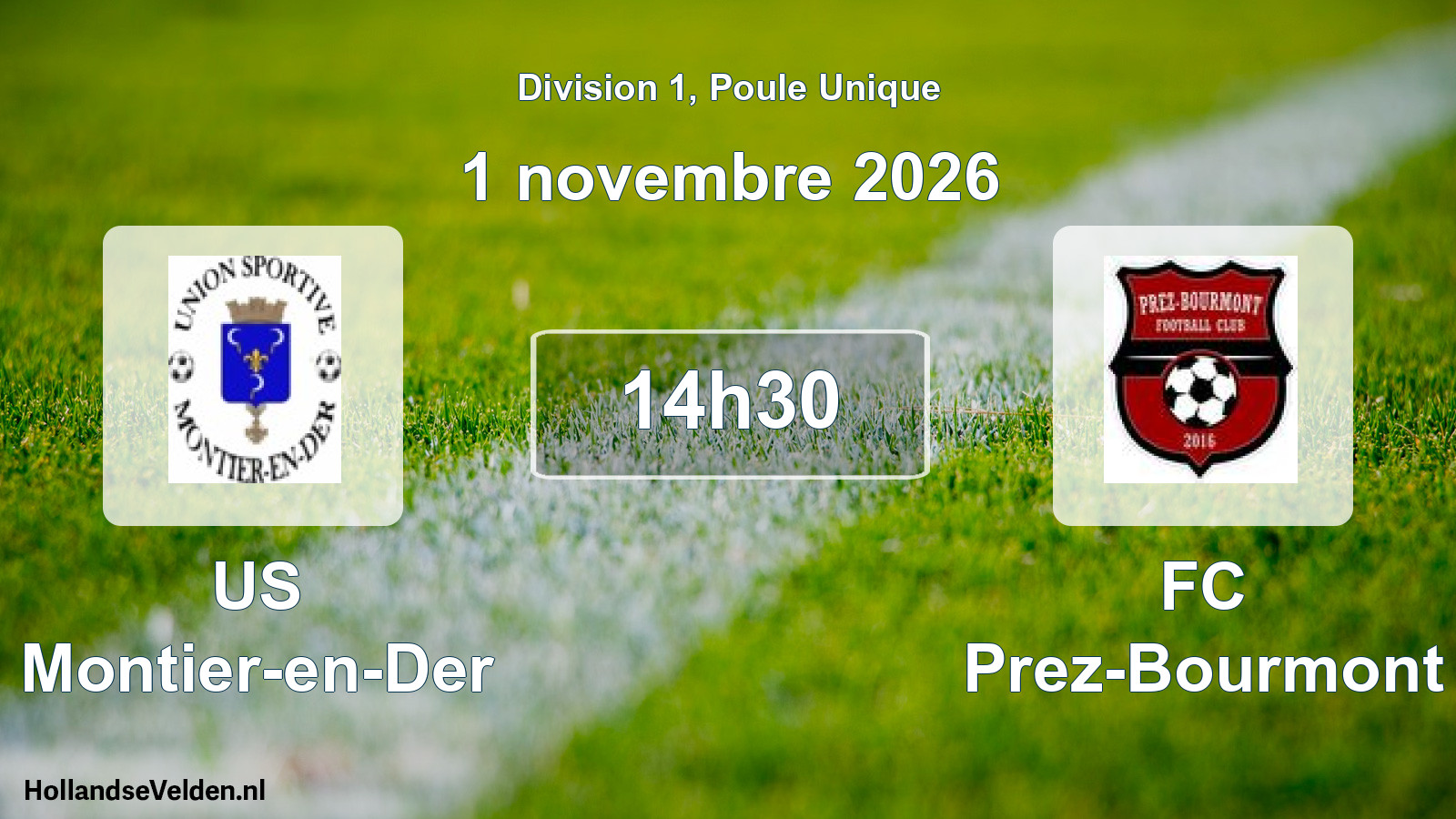 Match programmé: US Montier-en-Der - FC Prez-Bourmont (1 novembre 2026)