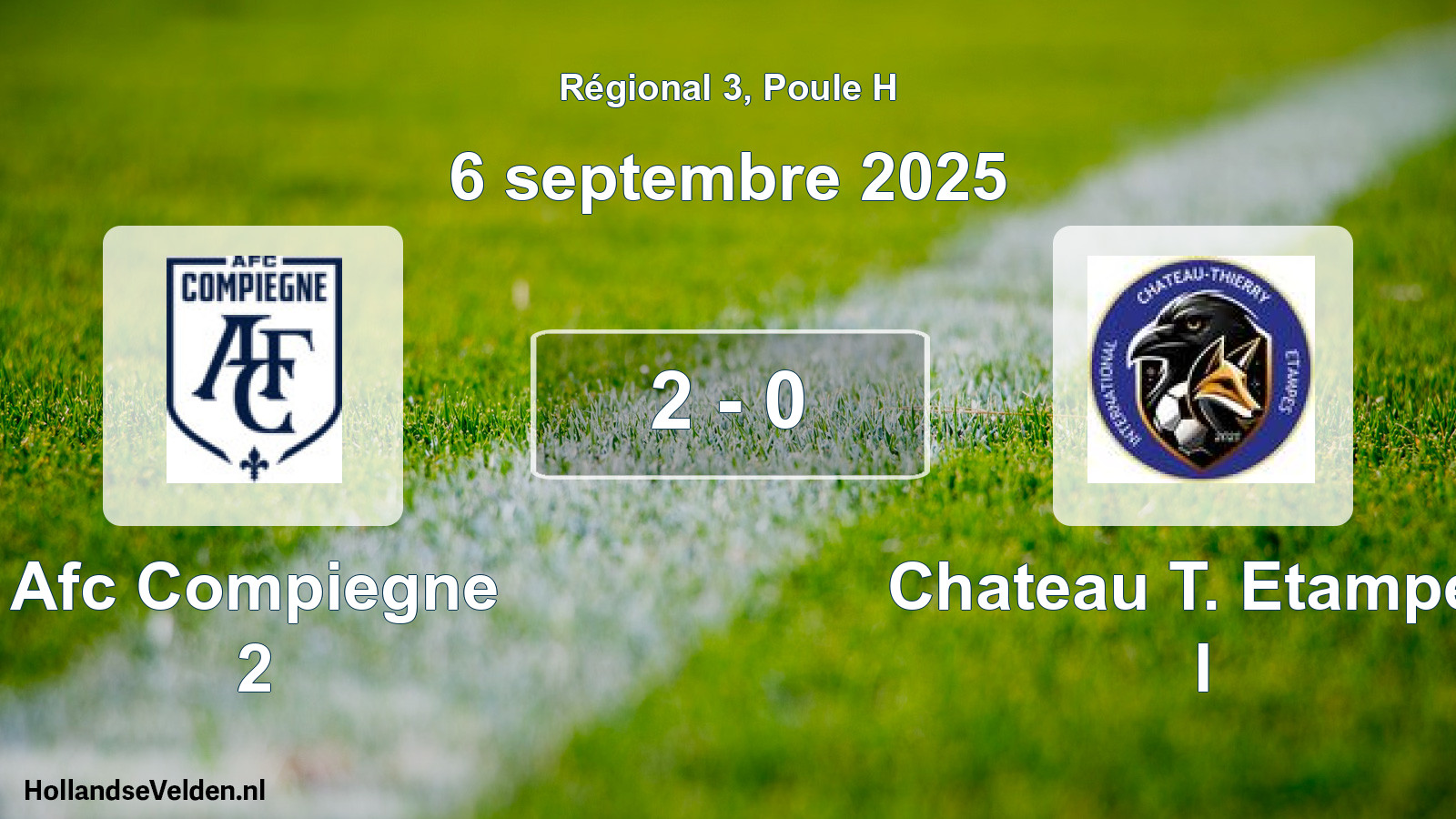 Gespeelde wedstrijd: Afc Compiegne 2 - Chateau T. Etampes I 2 - 0 (6 septembre 2025)