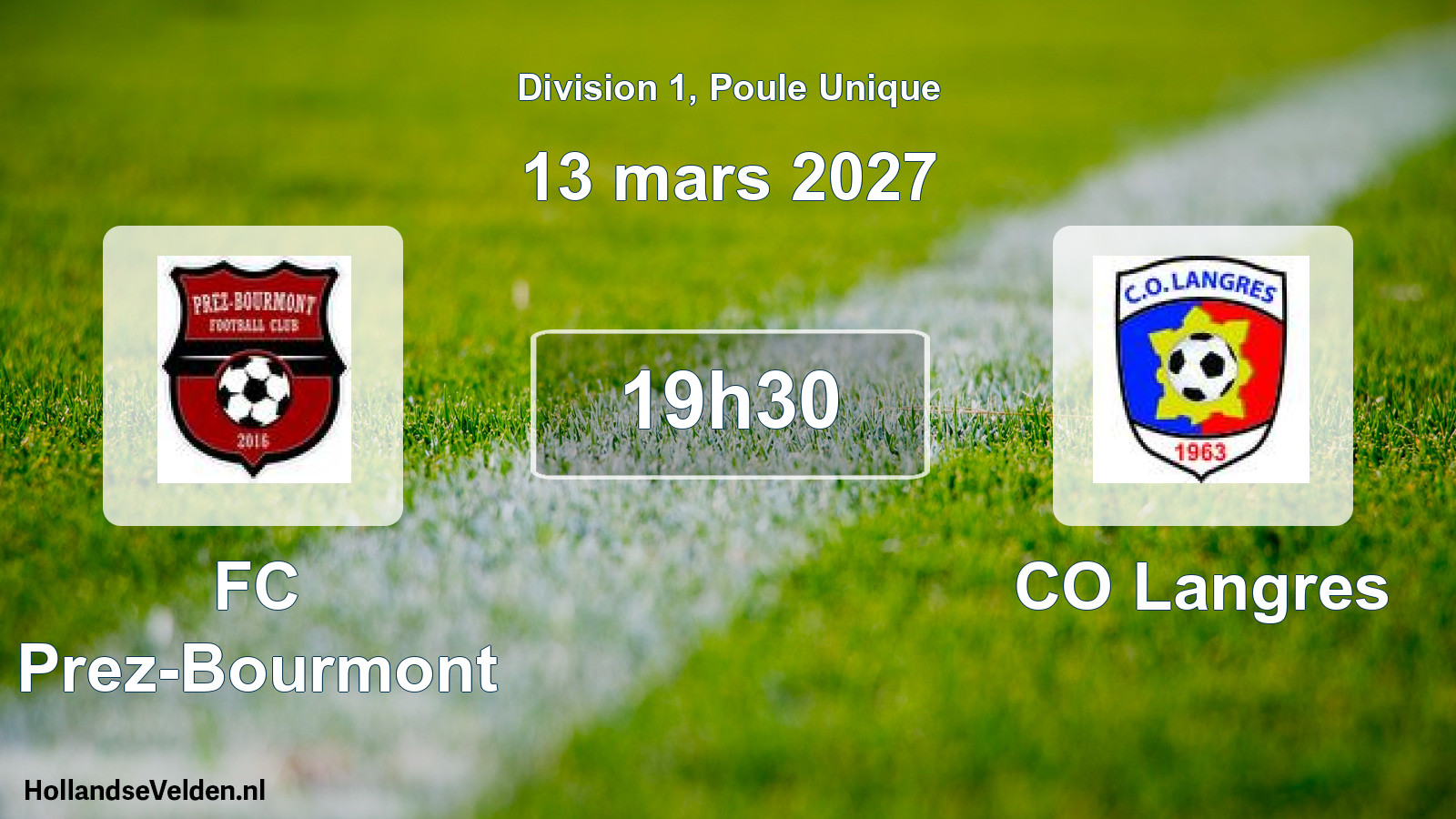 Match programmé: FC Prez-Bourmont - CO Langres (13 mars 2027)