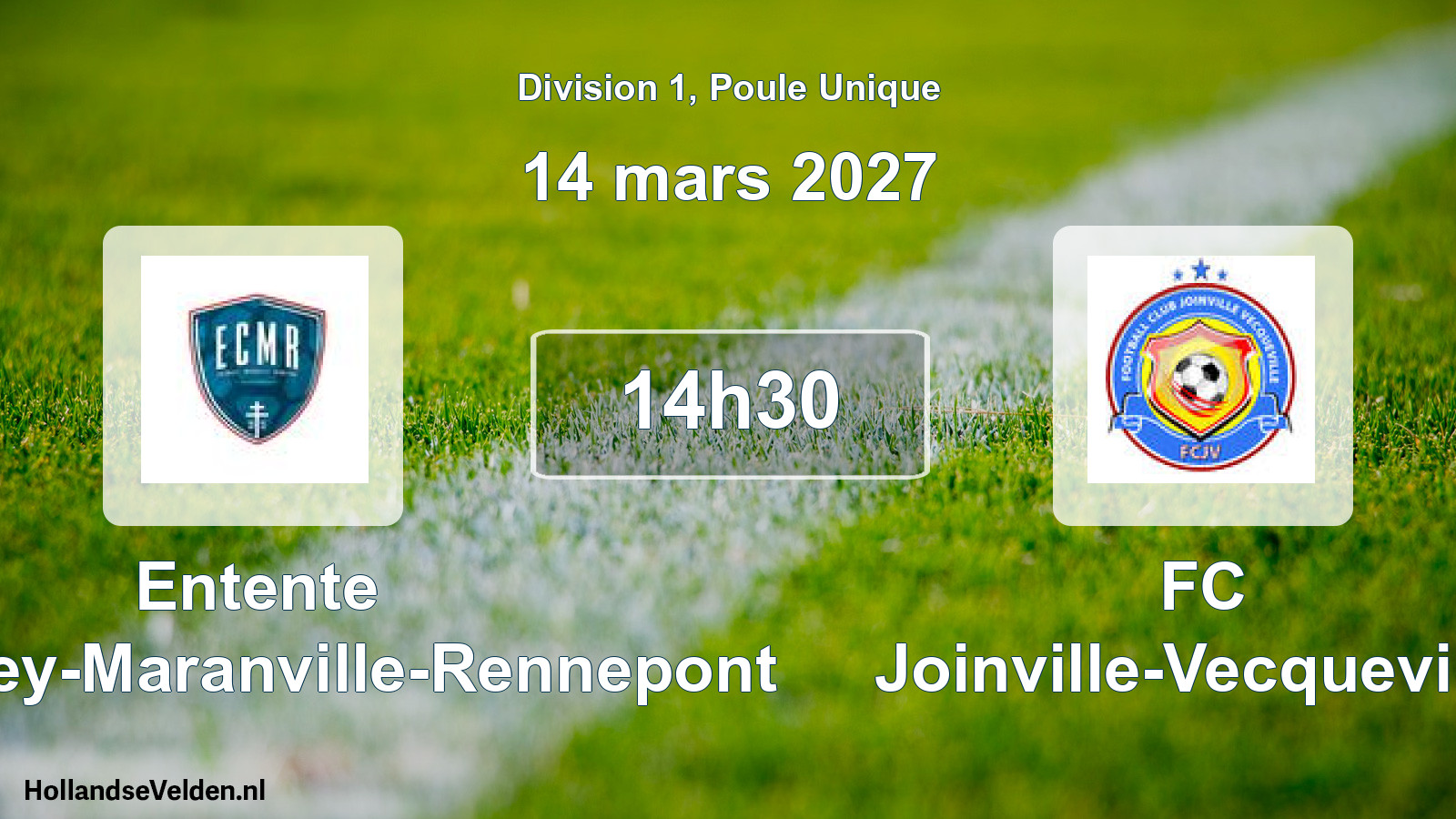 Match programmé: Entente Colombey-Maranville-Rennepont - FC Joinville-Vecqueville (14 mars 2027)