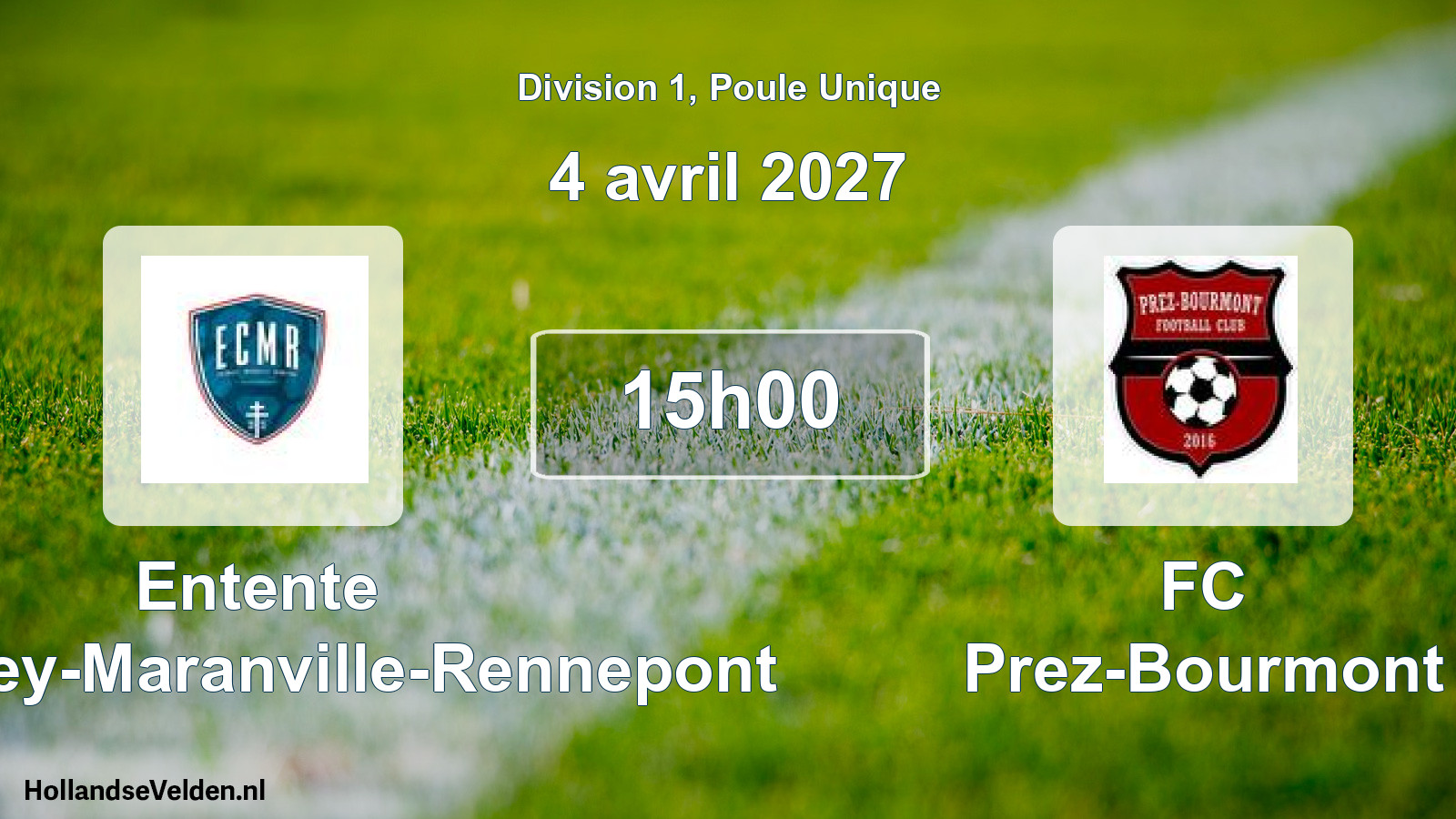 Match programmé: Entente Colombey-Maranville-Rennepont - FC Prez-Bourmont (4 avril 2027)