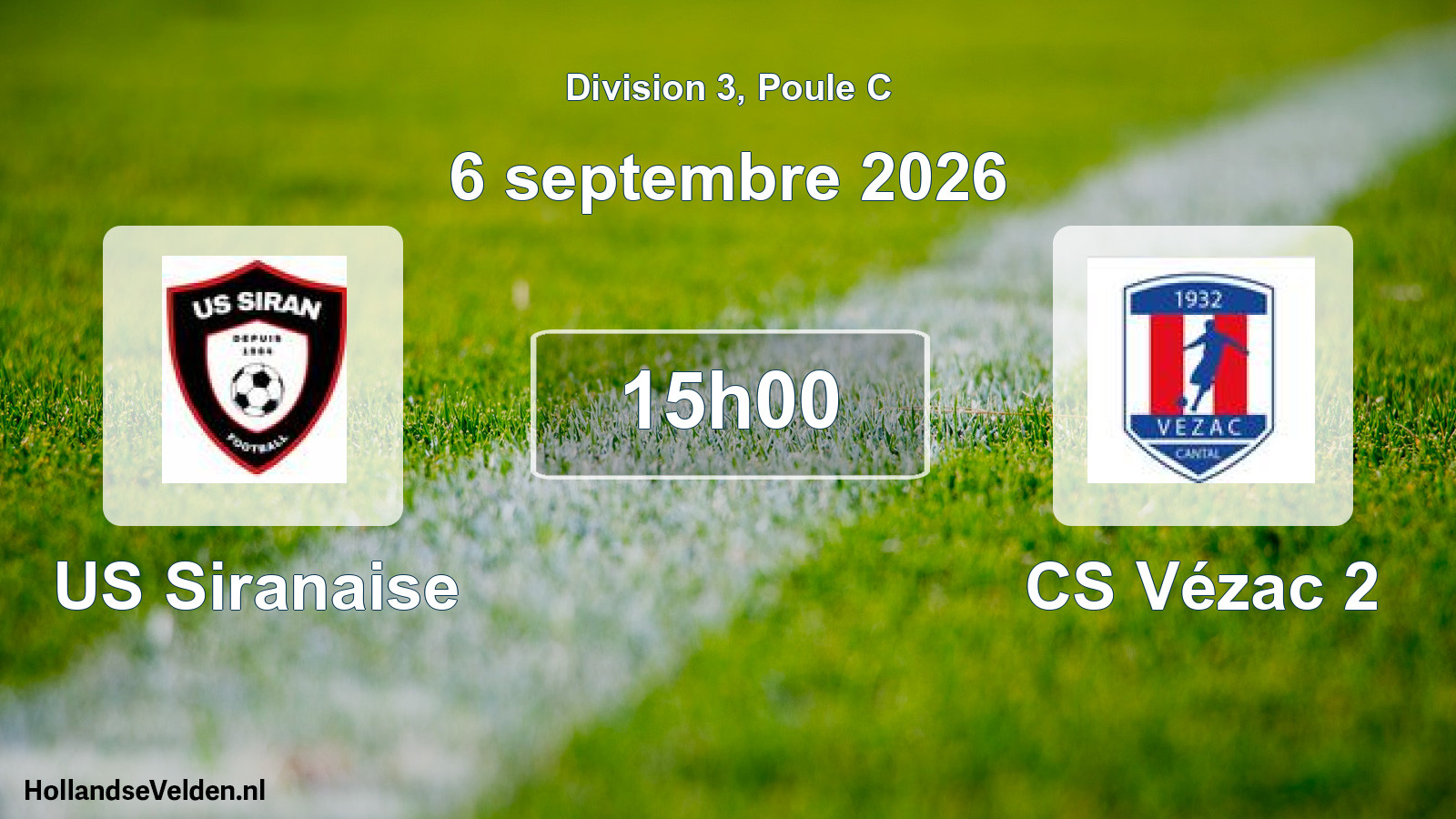 Match programmé: US Siranaise - CS Vézac 2 (6 septembre 2026)
