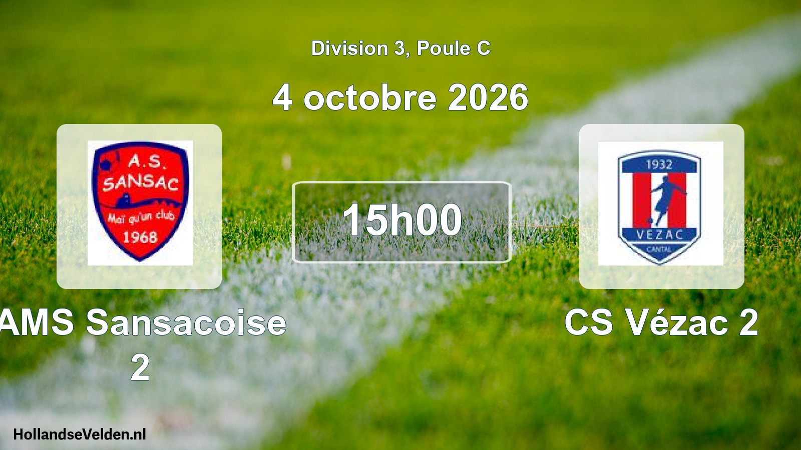 Match programmé: AMS Sansacoise 2 - CS Vézac 2 (4 octobre 2026)