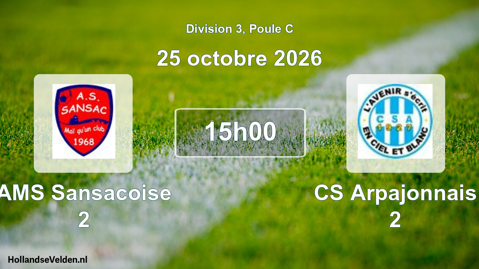 Match programmé: AMS Sansacoise 2 - CS Arpajonnais 2 (25 octobre 2026)