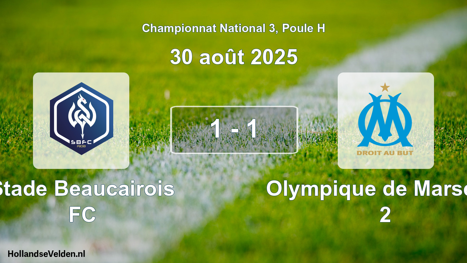Gespeelde wedstrijd: Stade Beaucairois FC - Olympique de Marseille 2 1 - 1 (30 augustus 2025)
