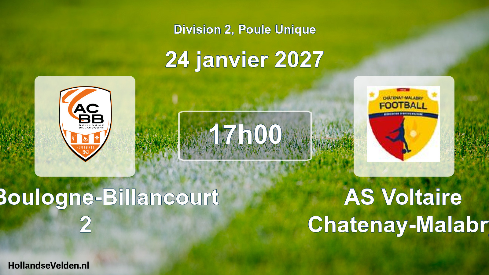 Scheduled Match: AC Boulogne-Billancourt 2 - AS Voltaire Chatenay-Malabry (24 January 2027)