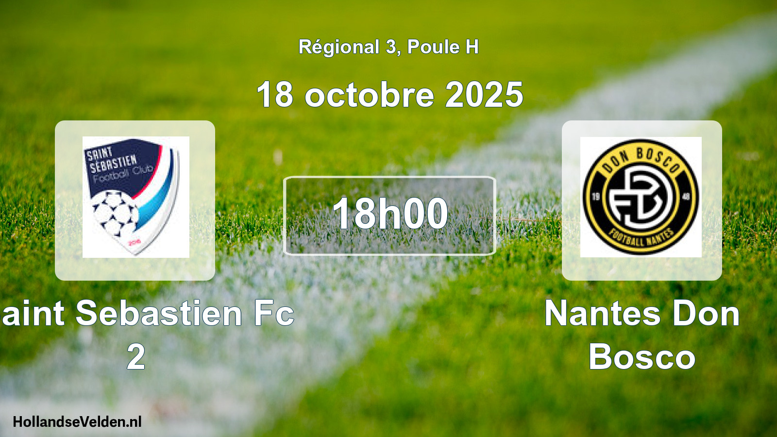 Geplande wedstrijd: Saint Sebastien Fc 2 - Nantes Don Bosco (18 octobre 2025)