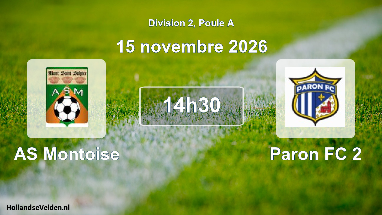 Match programmé: AS Montoise - Paron FC 2 (15 novembre 2026)