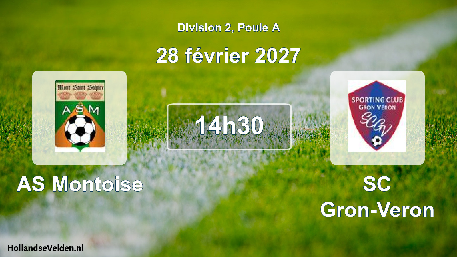 Match programmé: AS Montoise - SC Gron-Veron (28 février 2027)