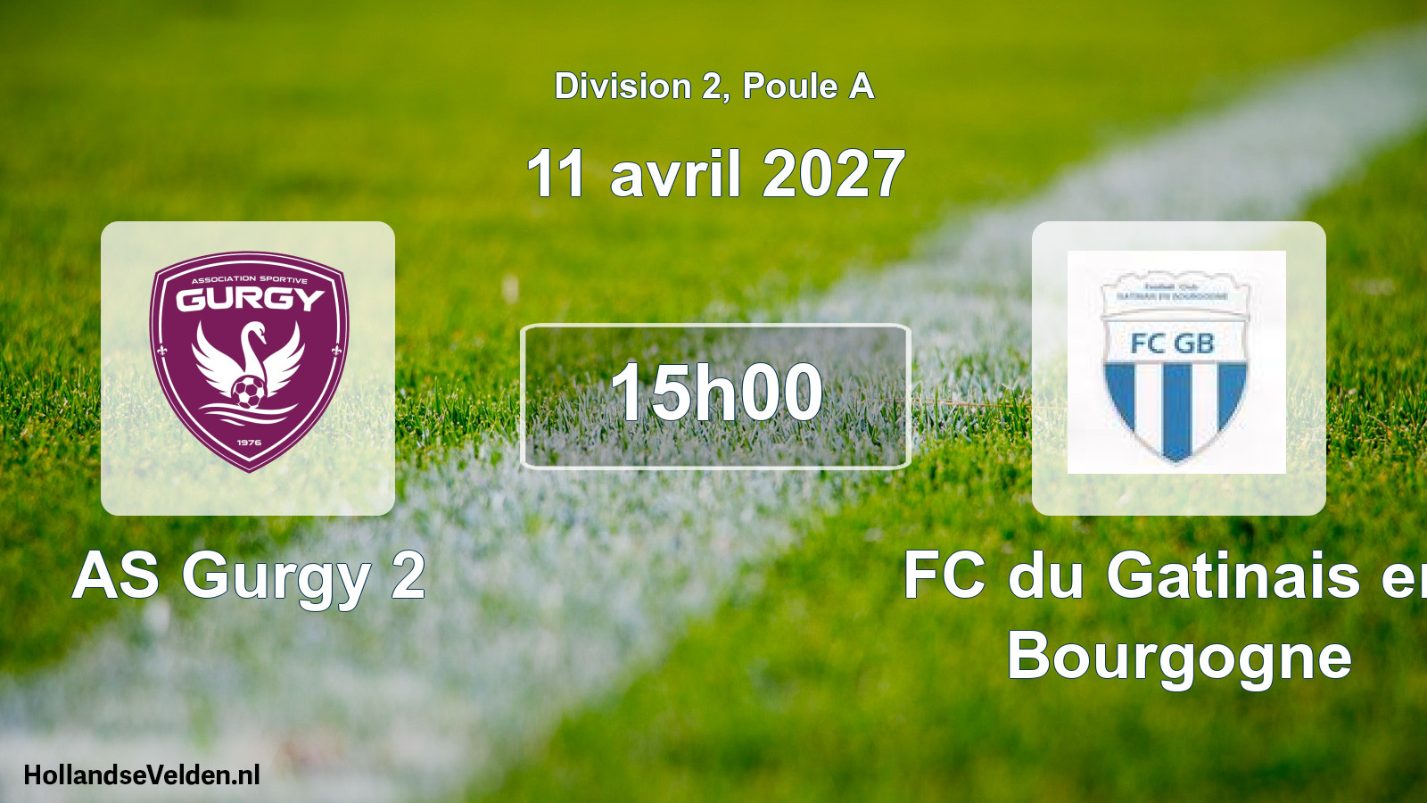 Geplande wedstrijd: AS Gurgy 2 - FC du Gatinais en Bourgogne (11 april 2027)