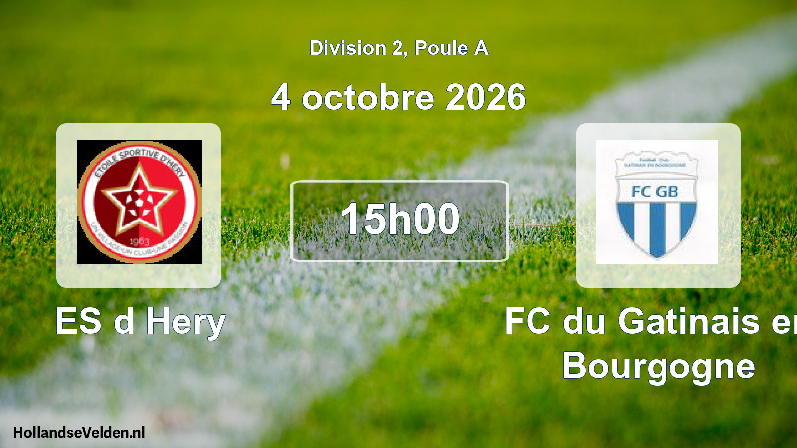 Scheduled Match: ES d Hery - FC du Gatinais en Bourgogne (4 October 2026)